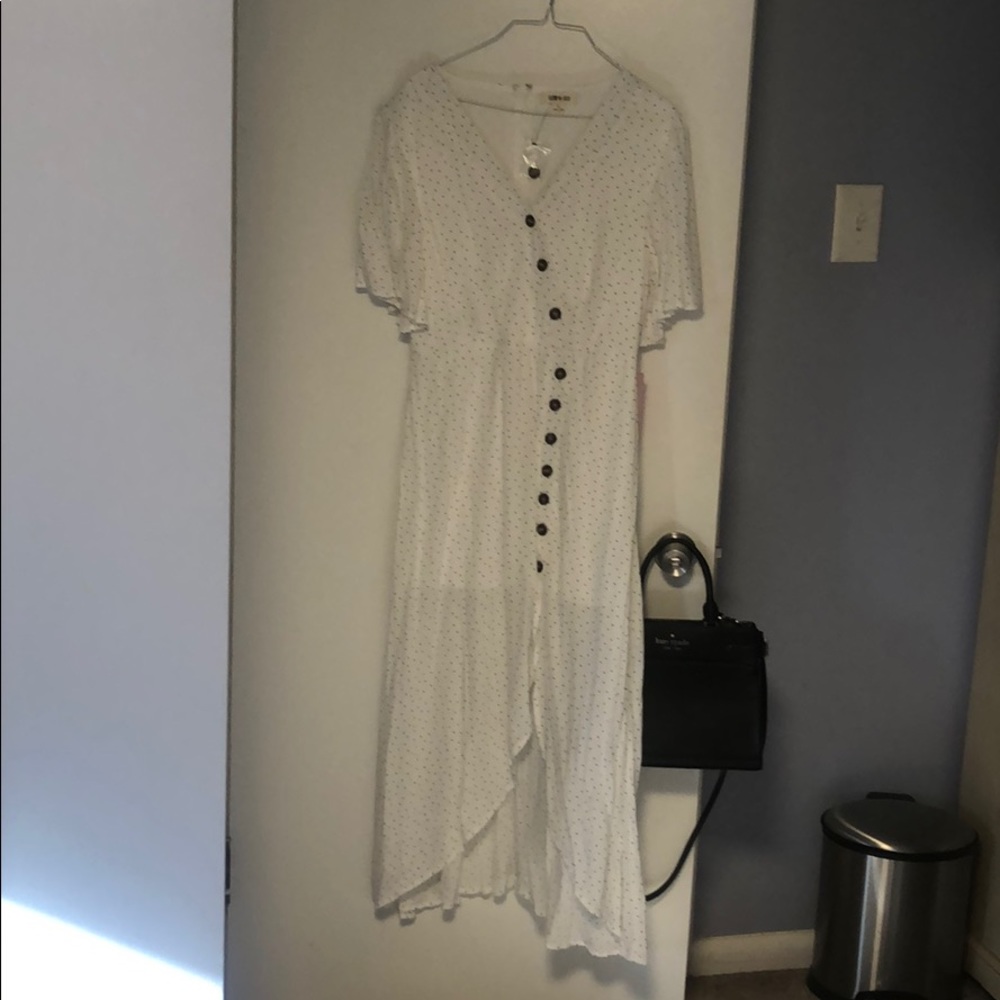 White polka dot maxi dress